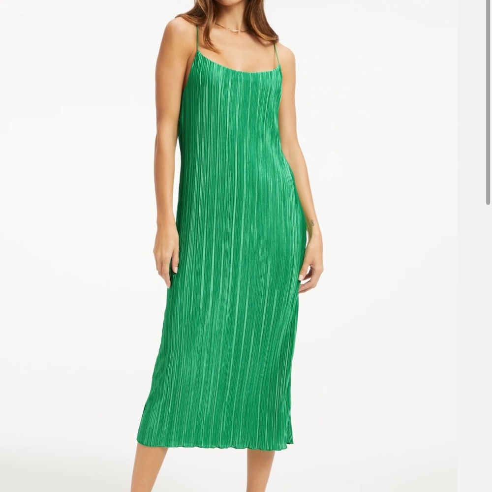 GOOD AMERICAN Plissé Slip Dress - Summer Green
